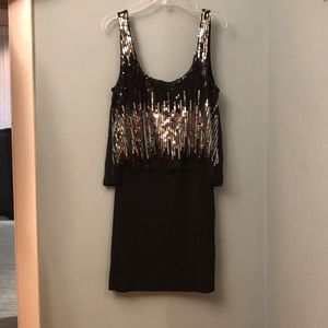 Black and silver sequin layer dress